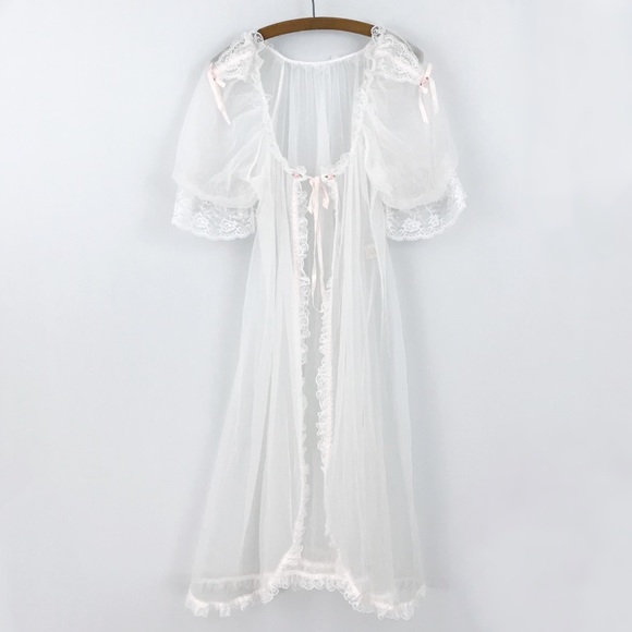 Vintage Other - Vintage Delicates Lingerie Robe White Sheer